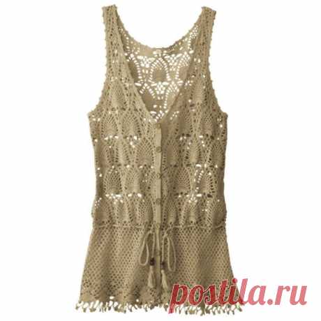 Длинный жилет крючком