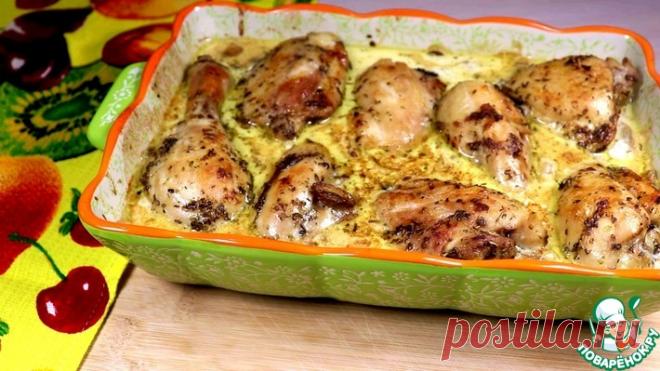 Курица, запеченная с соусом и грибами Кулинарный рецепт