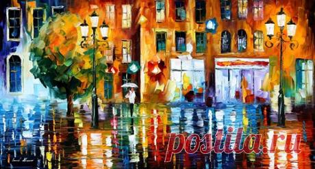 Rainy City - Oil Painting On Canvas By Leonid Afremov | LeonidAfremov - Art on ArtFire