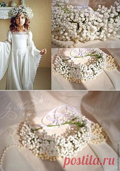 Создание веночка на голову из гипсофил &quot;Венец ангела&quot; (полимерная глина) - Ярмарка Мастеров - ручная работа, handmade