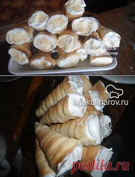 Пирожные &quot;Слоеные трубочки&quot; – рецепт с фото от Лиги Кулинаров, пошаговый рецепт