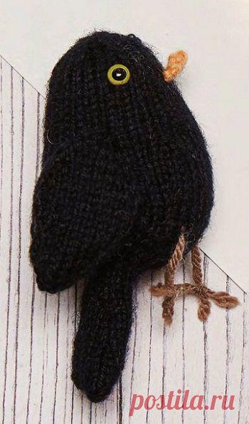 Вязаная птица «Черный дрозд» | DAMские PALьчики. ru