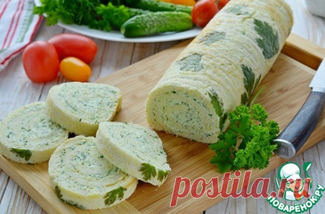 Кабачковый рулет с творожной начинкой
