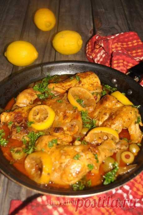 Пиле по марокански с лимони и зелени маслини