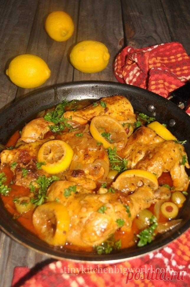 Пиле по марокански с лимони и зелени маслини