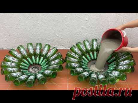Creative Diy Glass Bottles Decor & Craft Ideas . Make Coffee Table And Flower Pots At Home .