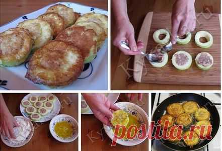 Кабачки с мясом в кляре по-домашнему.