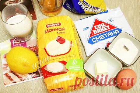 Манный шоколадный торт с лимонным кремом, пошаговый рецепт с фото.