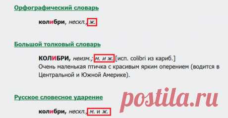 Ответы Mail.Ru: какой род у слова колибри? принима