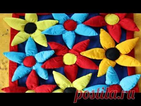 Amazing! Doormats From Old Clothes || How to make floor mat with flowers design using waste clothes