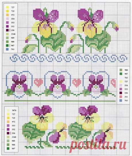 Izšūšana Soli pa solim: Cross stitch - Ziedi