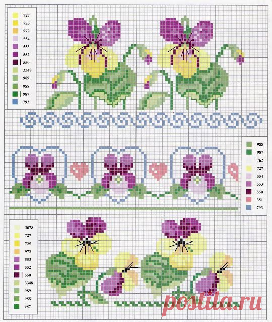 Izšūšana Soli pa solim: Cross stitch - Ziedi