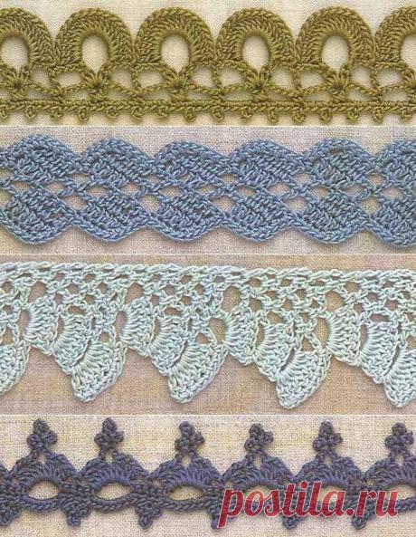 Вязание крючком. Узоры и схемы для обвязки края изделия..