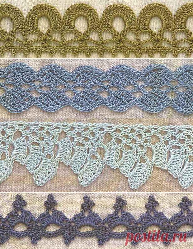 Вязание крючком. Узоры и схемы для обвязки края изделия..