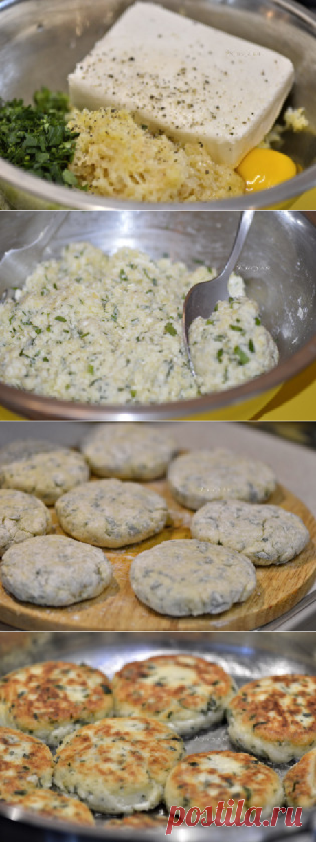 Творожники с картошкой, сыром и зеленью.