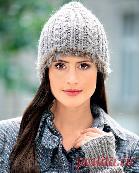 Шапочка с «косами» - схема вязания спицами. Вяжем Шапки на Verena.ru