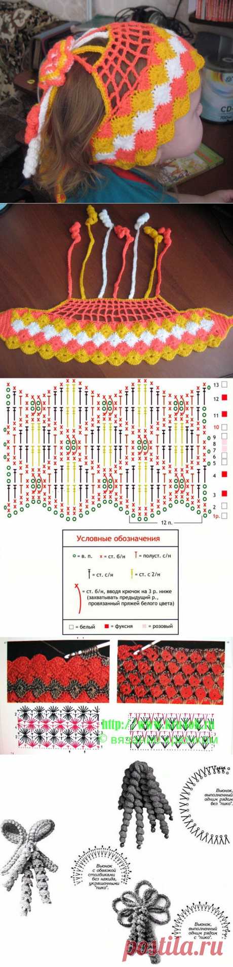 Шапочка-повязка для девочки - вязание крючком на kru4ok.ru