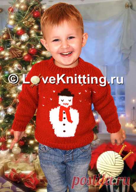 Пуловер со снеговиком | Loveknitting.ru