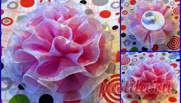 Пышный бант на 1 сентября из органзы // Канзаши // Бант в школу на перв…