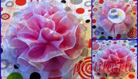 Пышный бант на 1 сентября из органзы // Канзаши // Бант в школу на перв…