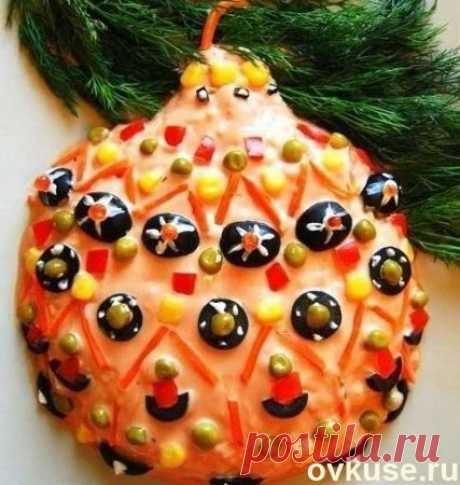 Салат &quot;Новогодняя игрушка&quot; из крабовых палочек. Рецепт - Простые рецепты Овкусе.ру