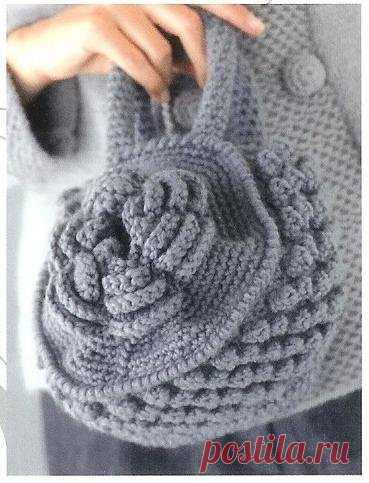 Как связать сумочку-розу крючком