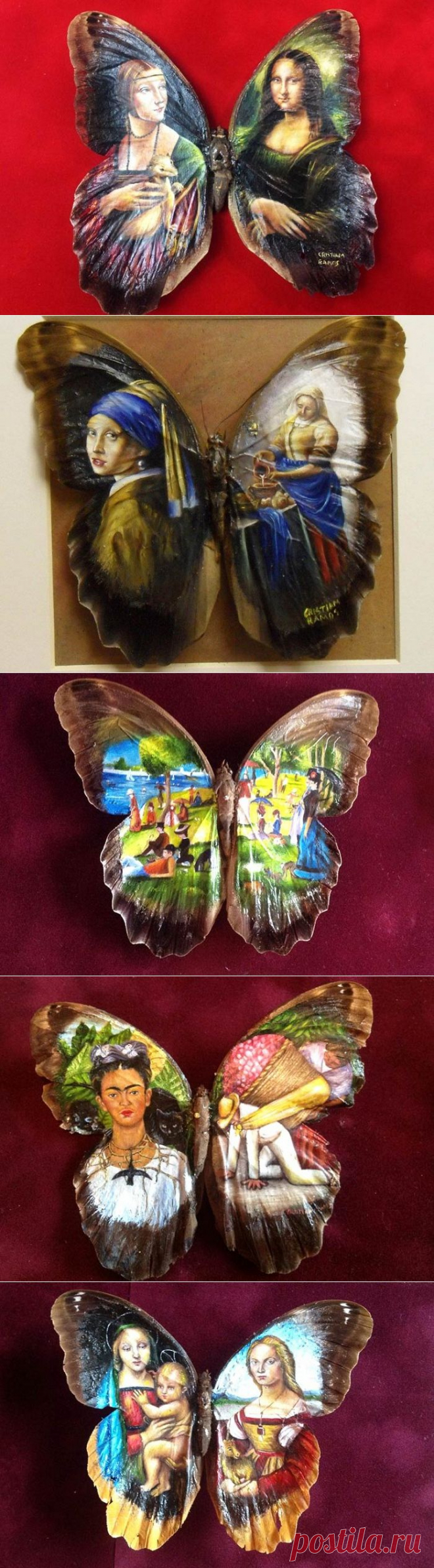 Живопись на крыльях бабочки: удивительные миниатюры с копиями знаменитых полотен