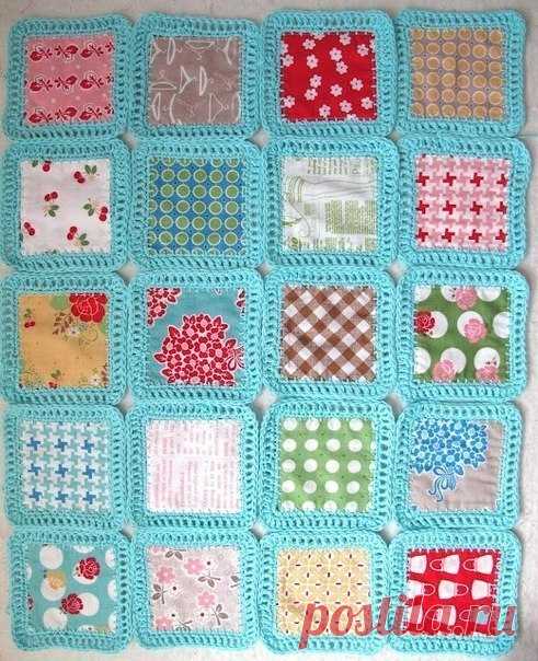 Вязанные коврики крючком + лоскутки ткани / Декоративные подушки своими руками, фото. Коврики и одеяла. Шитье и вязание крючком и на спицах / КлуКлу. Рукоделие - бисероплетение, квиллинг, вышивка крестом, вязание