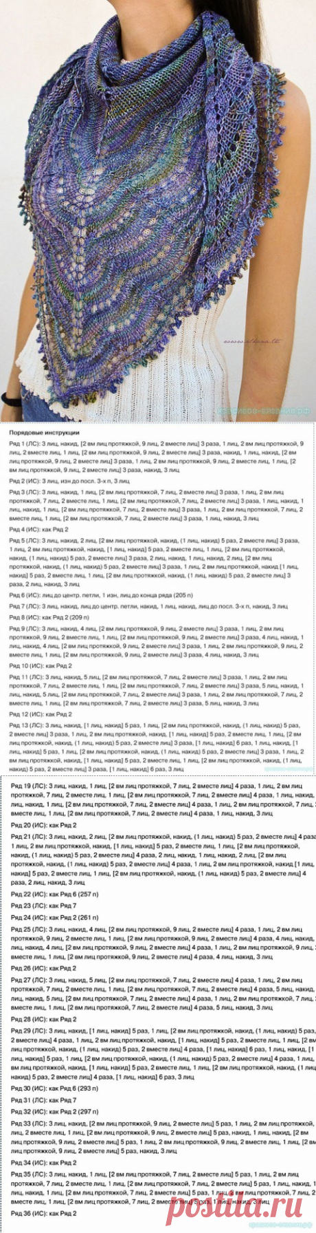 Красивая шаль. Описание, схема (Вязание спицами) – Журнал Вдохновение Рукодельницы