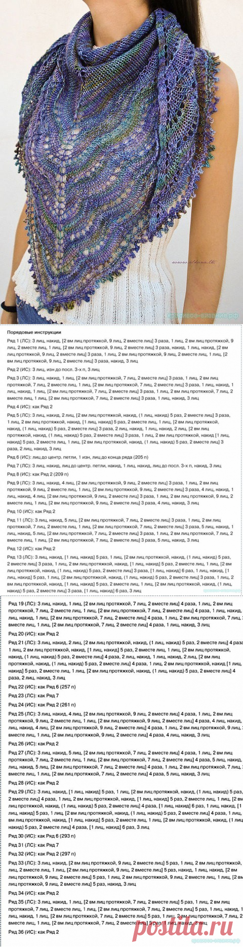 Красивая шаль. Описание, схема (Вязание спицами) – Журнал Вдохновение Рукодельницы