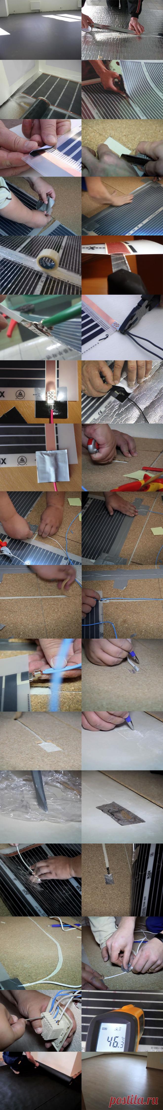 Пленочный инфракрасный теплый пол своими руками: мощность, монтаж, подключение