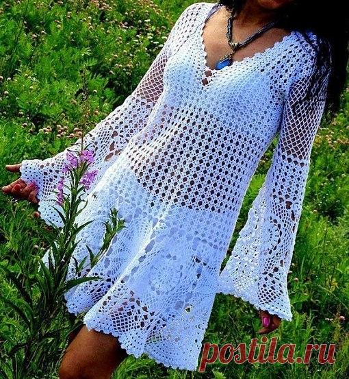 Белая туника крючком