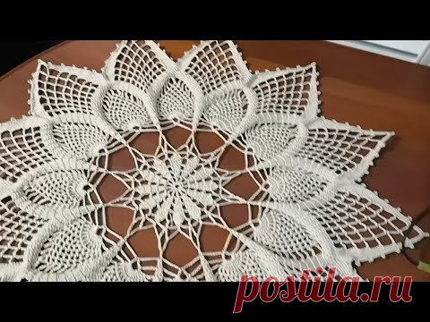 САЛФЕТКА ажурная крючком. 2часть с 16 по24 ряд.