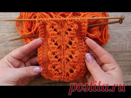 Узор «Ажурные сердечки» спицами 🧡 «Hearts» knitting pattern