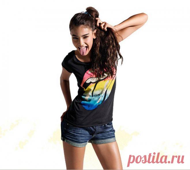 Free shipping 2013 New Classic Rock Women O neck Short Sleeve Cotton T shirt Printing Tongue, black,xs s m l xl xxl,-inT-Shirts from Apparel & Accessories on Aliexpress.com