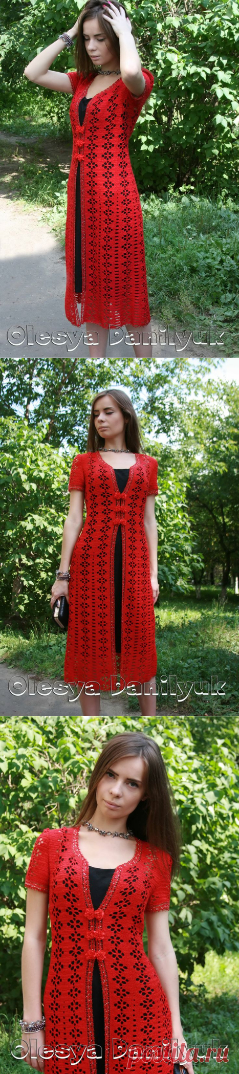 Летний длинный кардган с коротким рукавом от Олеси Данилюк