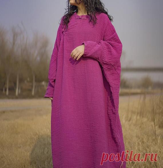 Linen long dress for women linen dress with pockets large | Etsy 【Fabric】  linen 【Color】 rose red, purple, coffee color 【Size】 Shoulder width is not limited Shoulder + sleeve 63cm / 25 Cuff circumference 35cm / 14  Bust 168cm / 65  Length 113cm / 44   Washing & Care instructions: -Hand wash or gently machine washable do not tumble dry -Gentle wash cycle (40°C)