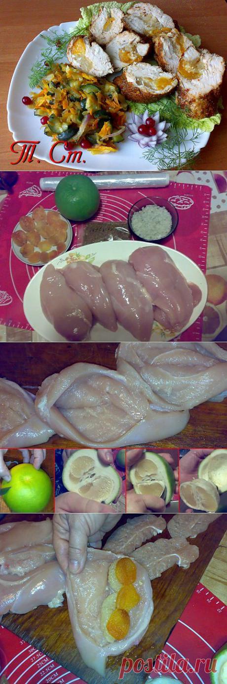 Куриная грудка, фаршированная свити и курагой