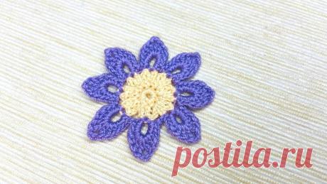 Мастер-класс по вязанию крючком цветка с 8 лепестками (с пошаговыми фотографиями). | Повязули. Вязание крючком и вязание С2С. | Яндекс Дзен