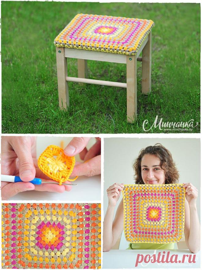 Вязаный чехол для табуретки | Минчанка