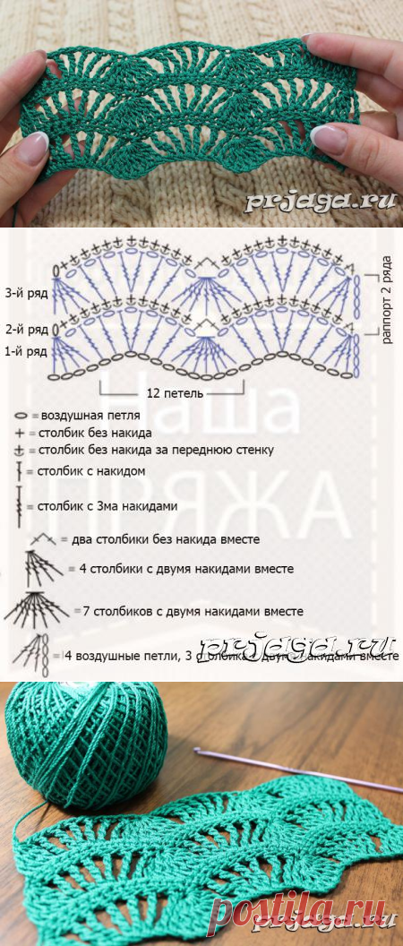 Волнистый узор крючком, видео