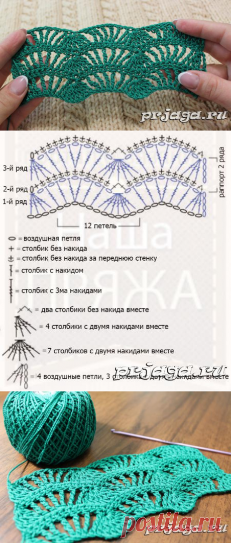 Волнистый узор крючком, видео