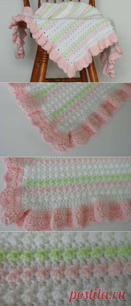 Crochet Ruffle Baby Stroller Afghan Pink от KnitKnacksCreations