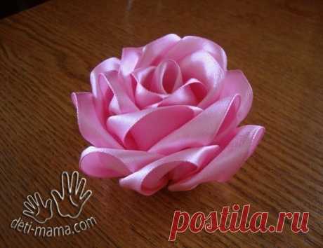 Очень красивая роза из атласных лент — Сделай сам, идеи для творчества - DIY Ideas