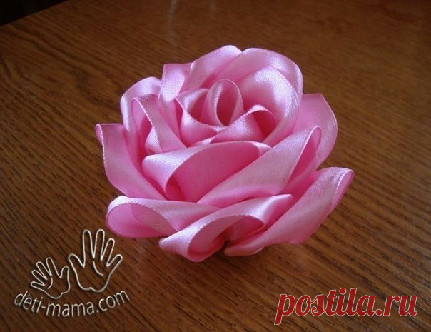 Очень красивая роза из атласных лент — Сделай сам, идеи для творчества - DIY Ideas