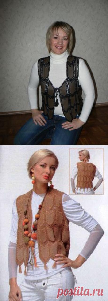 Кожа плюс крючок. Жилет