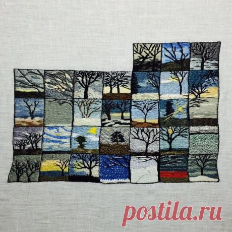 https://www.flickr.com/photos/obliquepoetries/sets/ Вышивая по квадратику в день - к концу месяца получается такое своеобразное панно.
