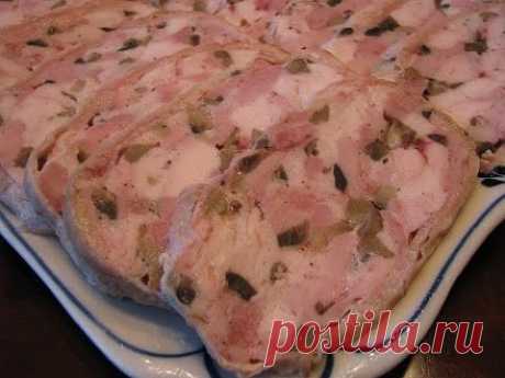 Домашняя куриная ветчина с грибами