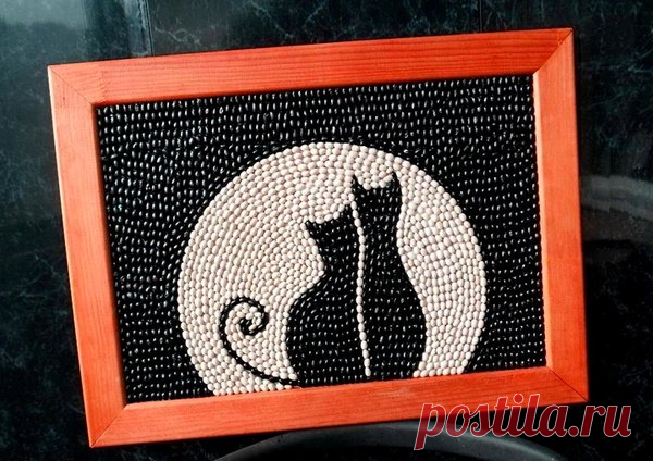 Кошки: картина из фасоли своими руками | 33 Поделки | Яндекс Дзен