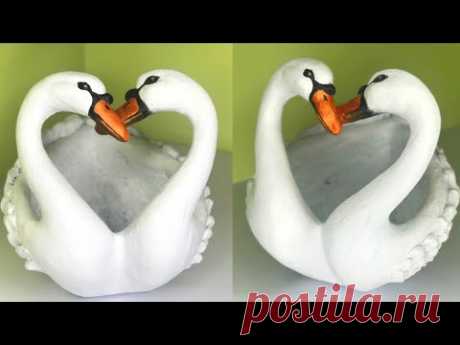 Double Swan pot at home/Easily make at home-DIY/Cement Craft Ideas